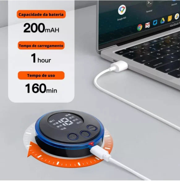 Mini Massageador Elétrico Portátil EMS para Estimulação do Pescoço e Alívio da Dor Muscular Cervical