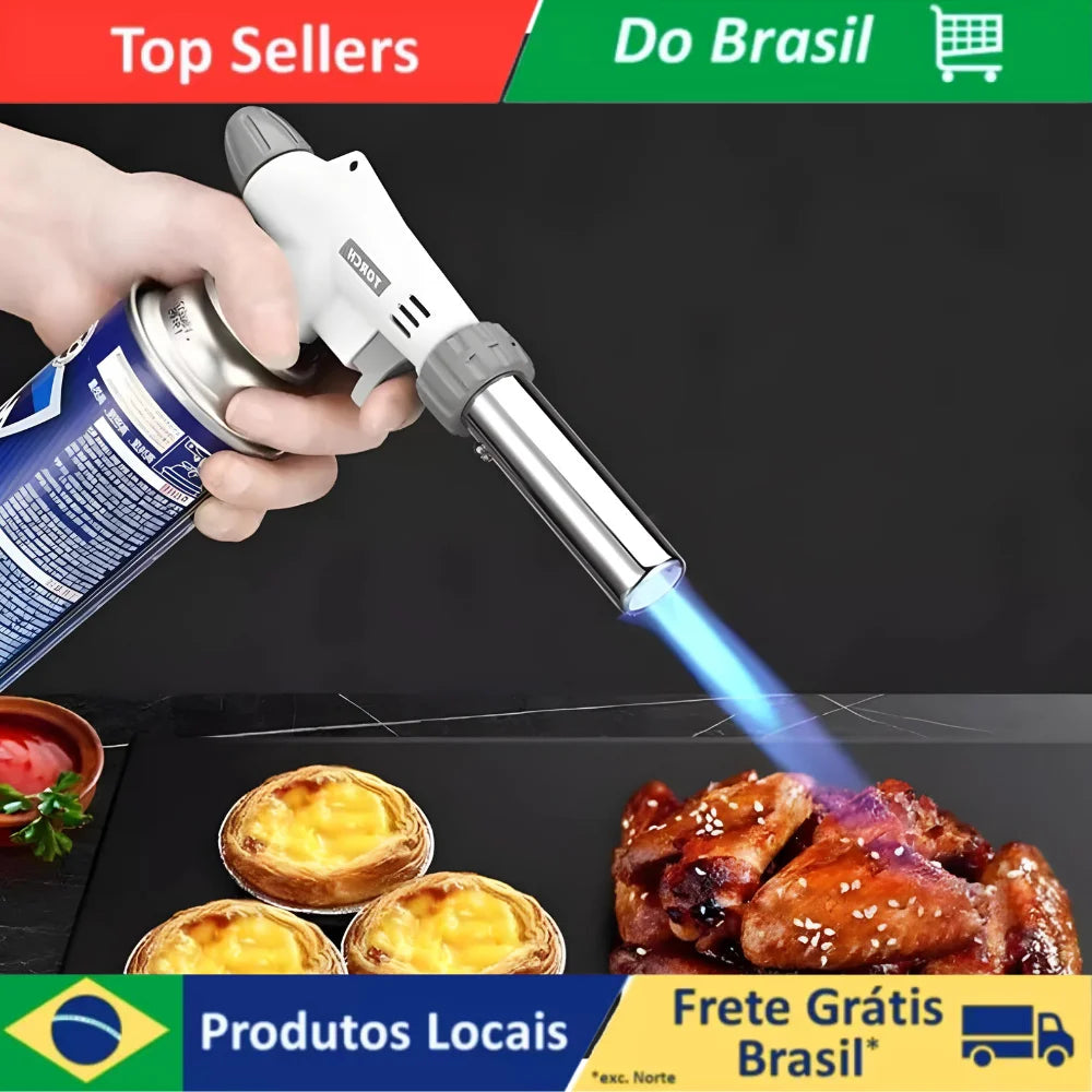 Maçarico Culinário Gourmet Profissional Regulável para Cozinha e Confeitaria