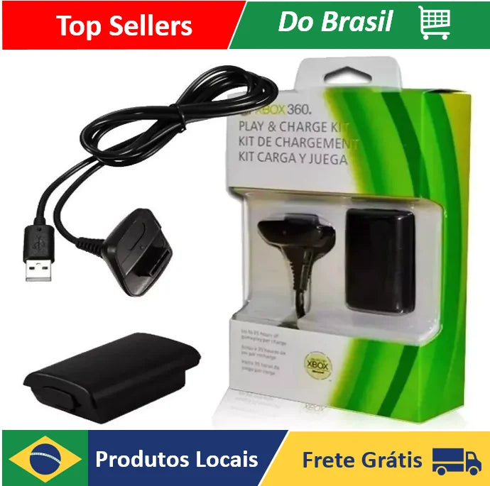 Kit de Fonte e Carregador com Cabo USB para Controle Xbox 360
