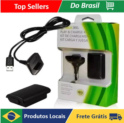 Kit de Fonte e Carregador com Cabo USB para Controle Xbox 360