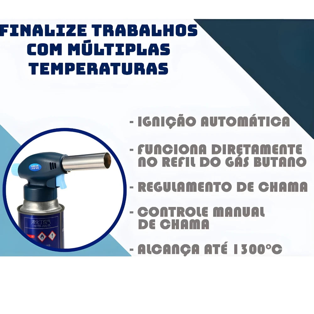 Maçarico Culinário Gourmet Profissional Regulável para Cozinha e Confeitaria