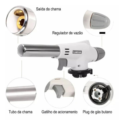Maçarico Culinário Gourmet Profissional Regulável para Cozinha e Confeitaria