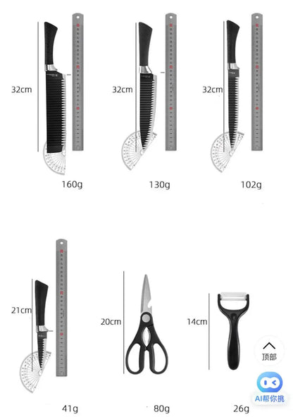 Conjunto de Facas Black Wave, Facas de Chef e para Frutas em Aço Inoxidável