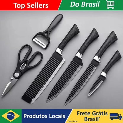 Conjunto de Facas Black Wave, Facas de Chef e para Frutas em Aço Inoxidável